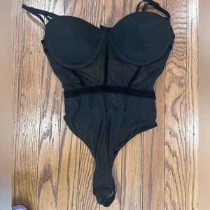 Forever 21 Elegant Black Sheer Bodysuit - small bodysuit cup size C